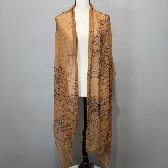 Patricia Nash Scarf Women's 25X80 Traveler Print Signature Map Soft Wrap Shawl - Picture 2 of 8